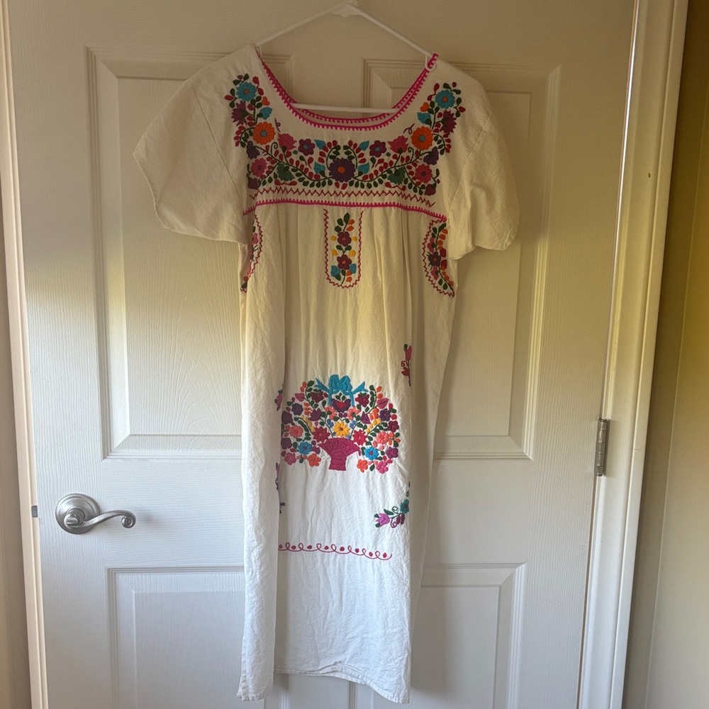 Floral Embroidered White Dress